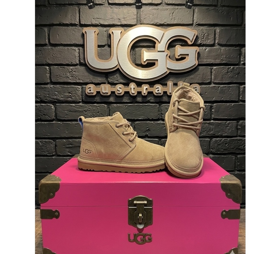 🔥UGG Neumel 🤎🩷🤎Chestnut Suede Lace Up Chukka Boots 3236 Womens 6